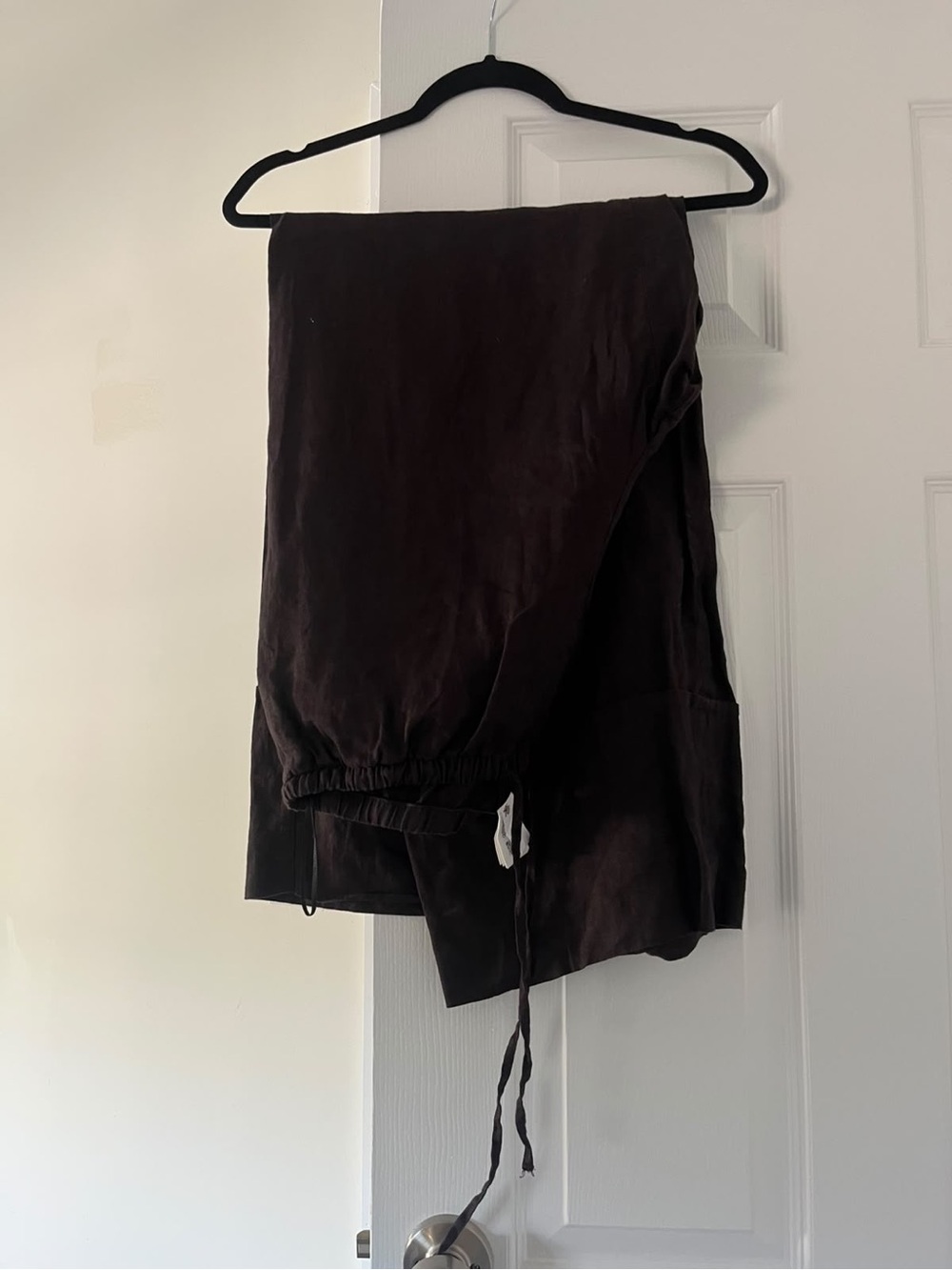 Zara women’s Dark Brown linen Lightweight Button-Up Shirt and pants size XL - Picture 2 of 5